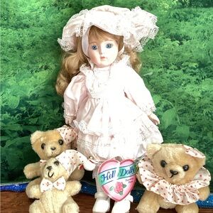 Goldilocks Porcelain Doll with The Three Bears